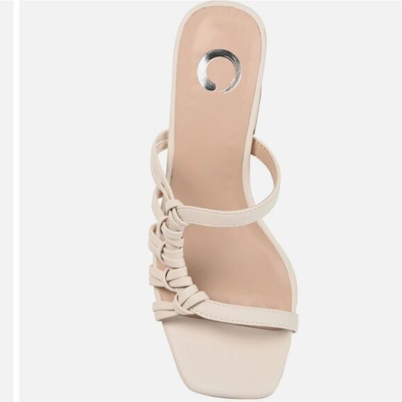 New Emory Journee Collection sleek slip-on style soft vegan leather ivory heel 7 - Picture 4 of 9